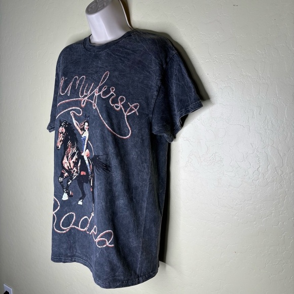 PLAYBOY Bunny Cowgirl Acid Wash Graphic Western Tee T-shirt Y2k Nwt - Picture 7 of 12